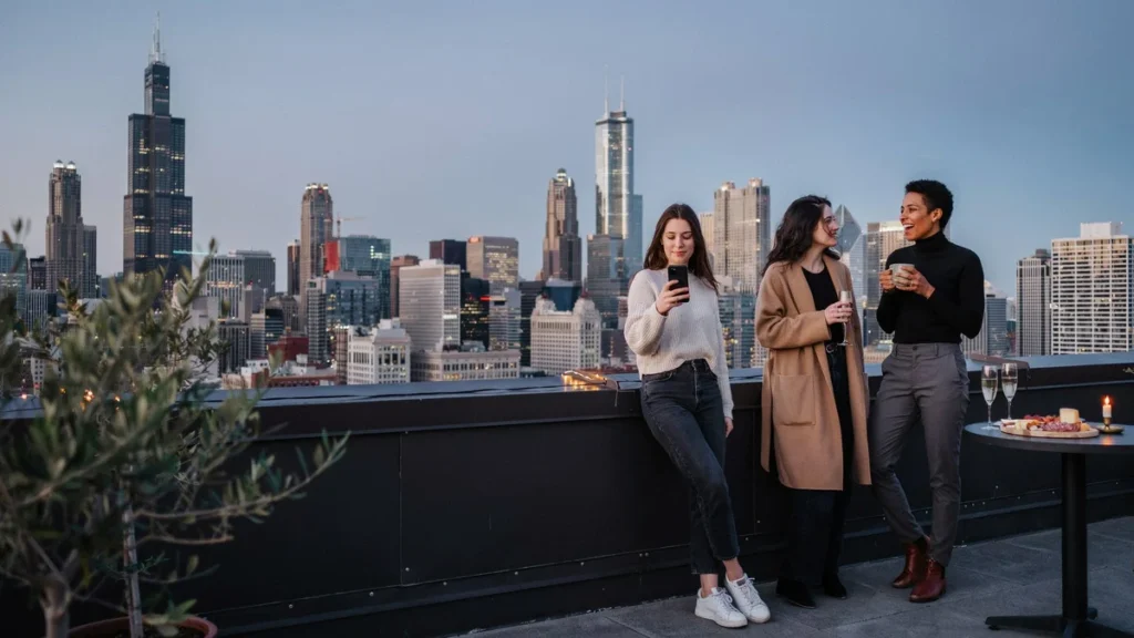 Chicago Rooftop View Captions