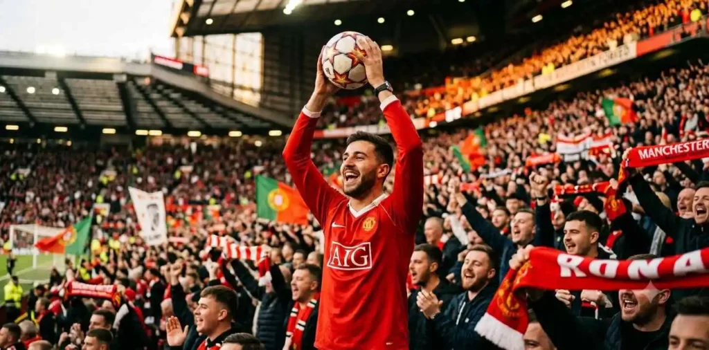 Football fan celebrating before kickoff in stadium