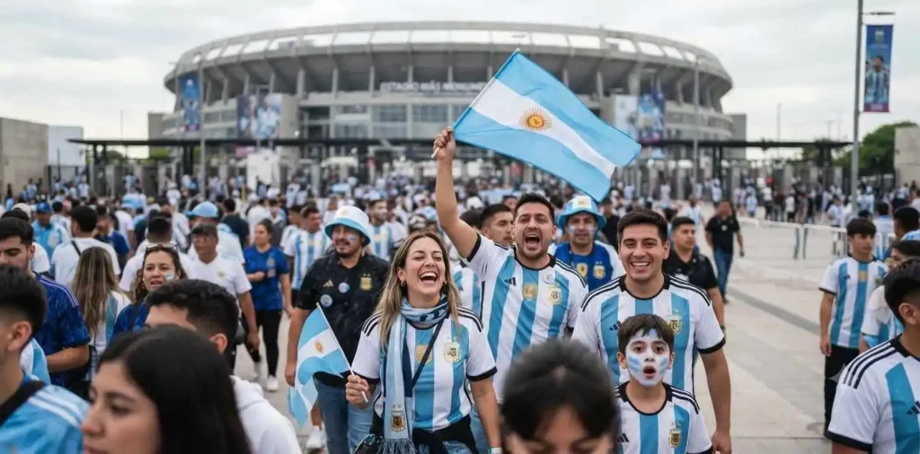 Argentina fans entering a football stadium