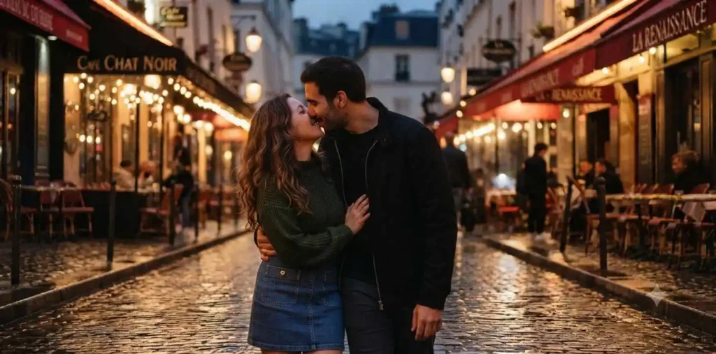 Couple enjoying a quiet evening walk