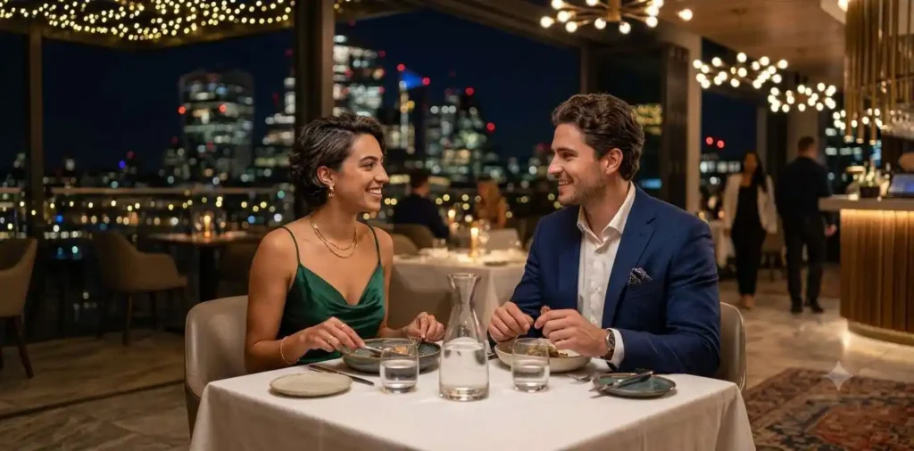 Friends enjoying a luxury dinner together