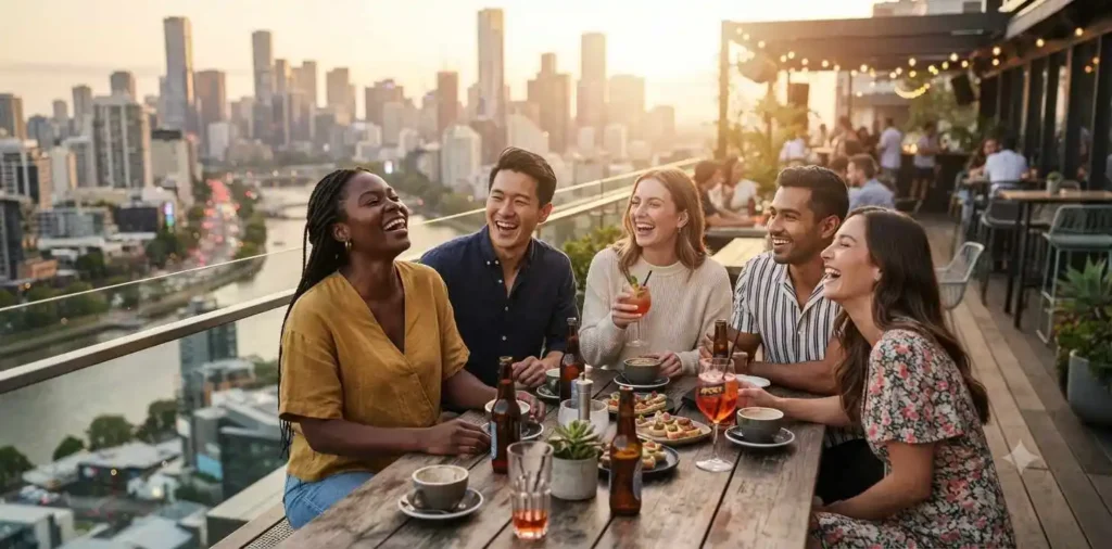 Friends celebrating Friday in a sunny park