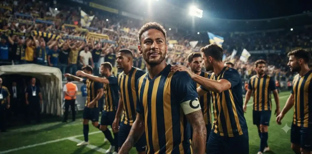 Footballer celebrating after a match