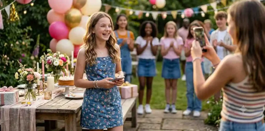 Teen posing naturally during her birthday celebration