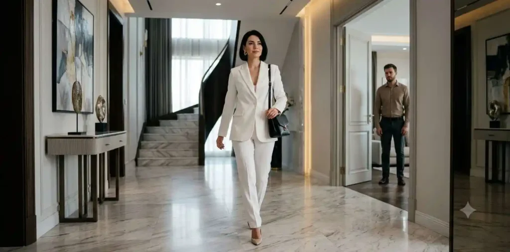 Confident woman leaving betrayal behind