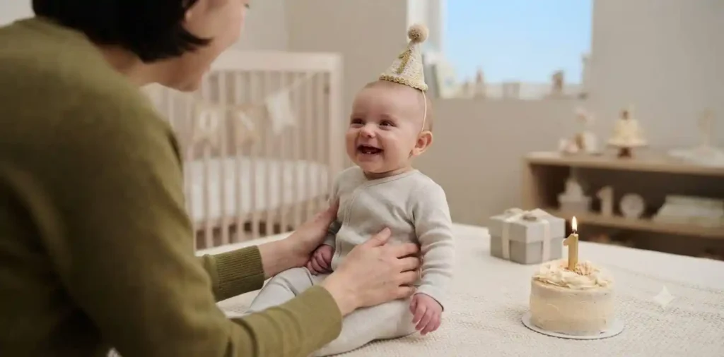 Smiling baby enjoying a happy family moment