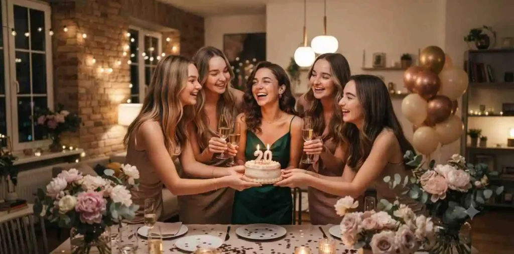 Friends celebrating together at a birthday party