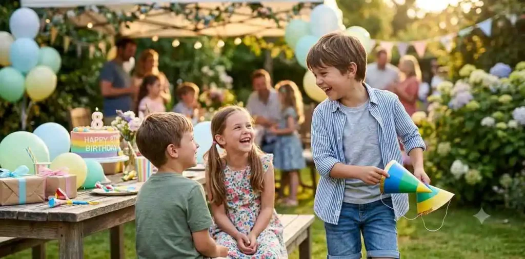 Child posing naturally during birthday celebration