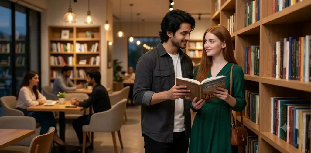 Young woman enjoying a romantic moment with boyfriend