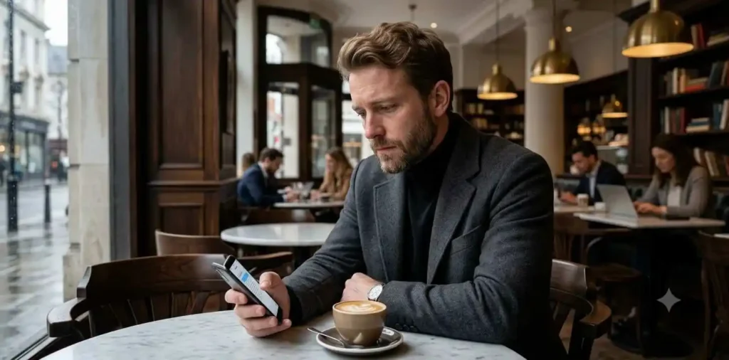 Heartbroken man sitting alone after losing love