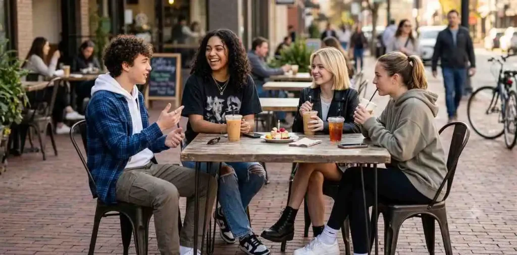 Teen friends enjoying a stylish birthday celebration