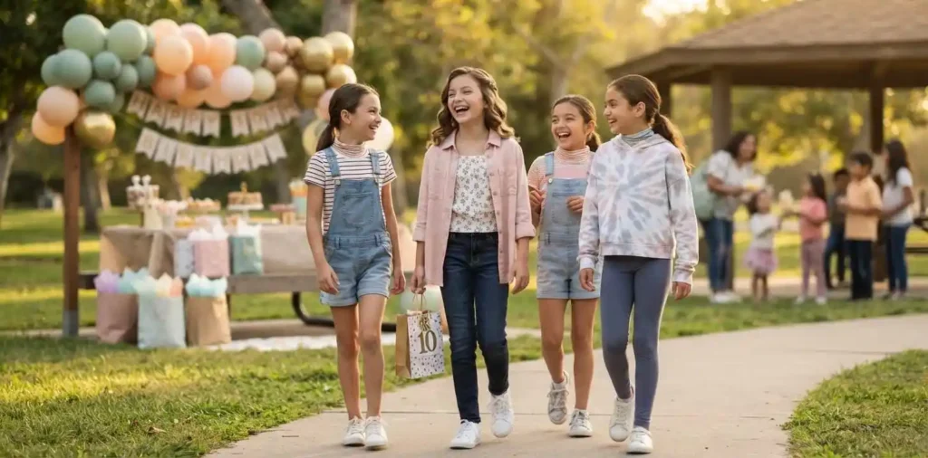 Confident child enjoying a stylish birthday celebration