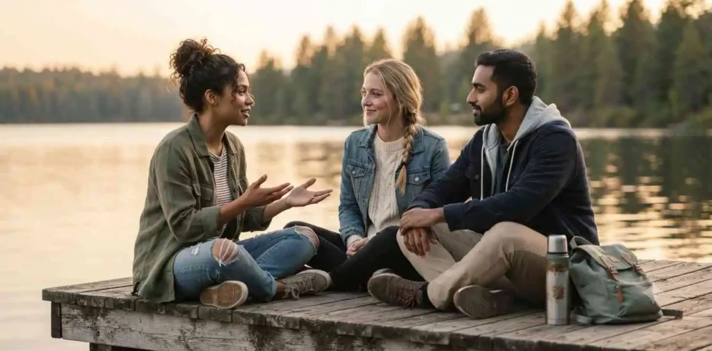 Close friends sharing a heartfelt moment together