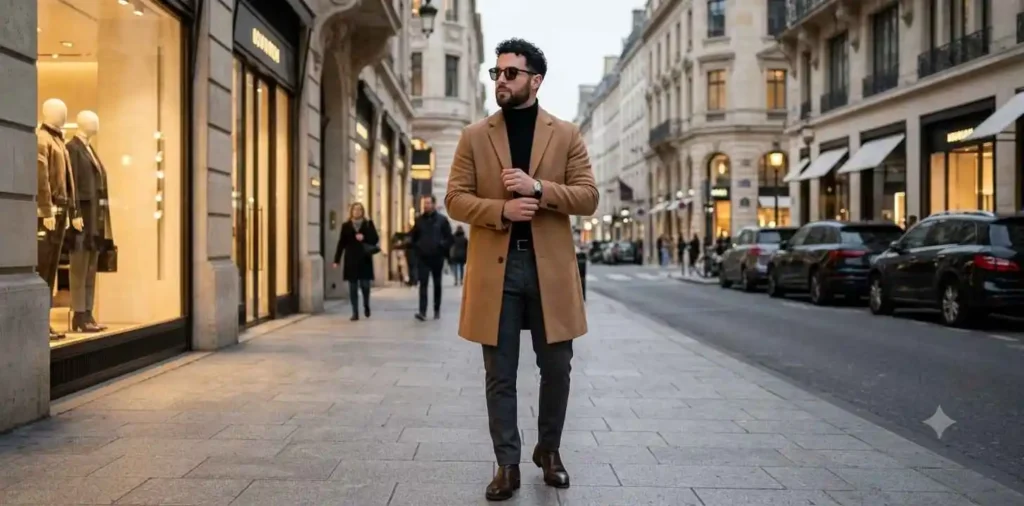 Young man showcasing luxury streetwear outfit