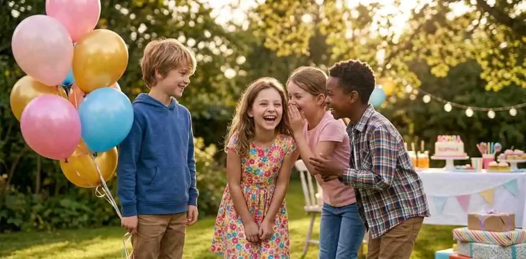 Children laughing together at birthday party