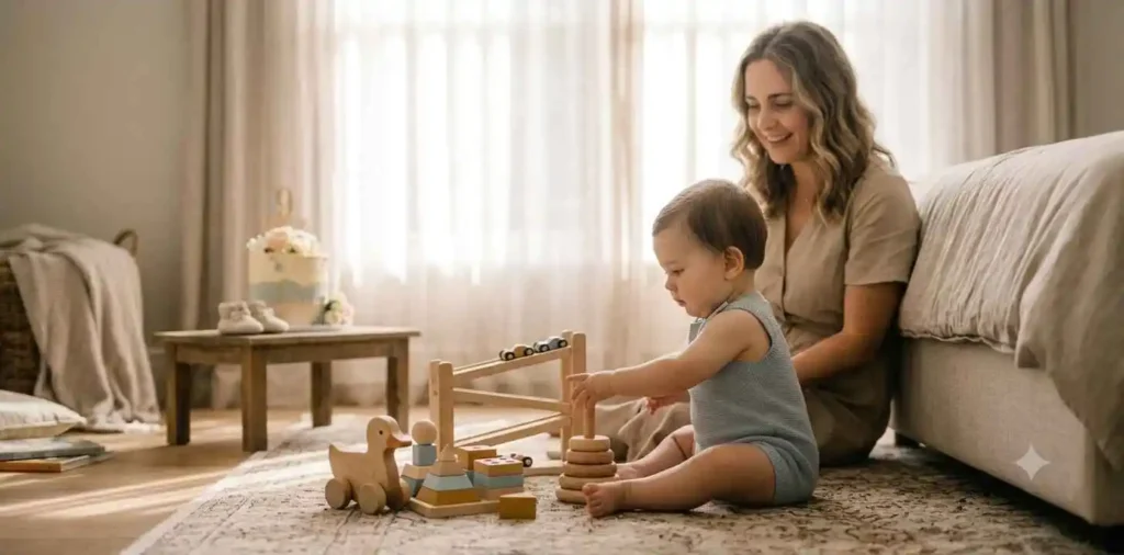 Baby exploring home during a growing milestone