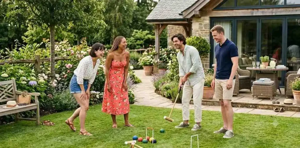 Friends enjoying a joyful summer afternoon outdoors