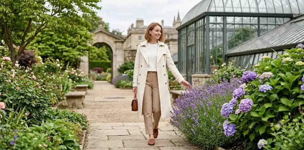 Woman finding peace while walking alone outdoors