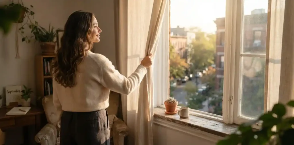 Woman enjoying the fresh start of September