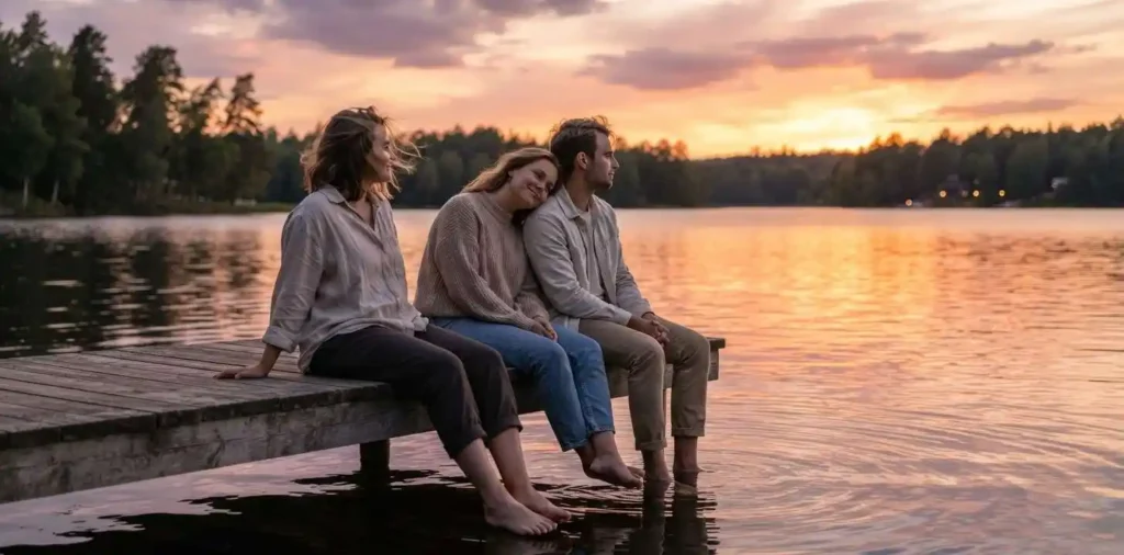 Friends watching the final summer sunset together