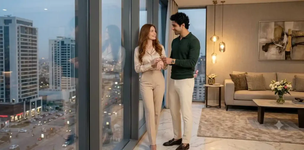 Husband and wife sharing a romantic evening