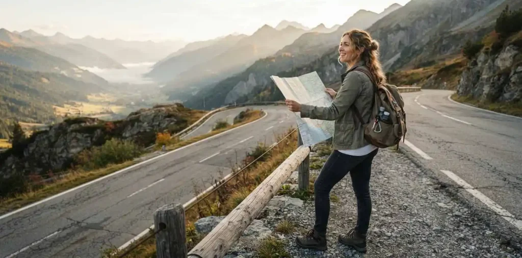 Traveler enjoying a scenic September trip