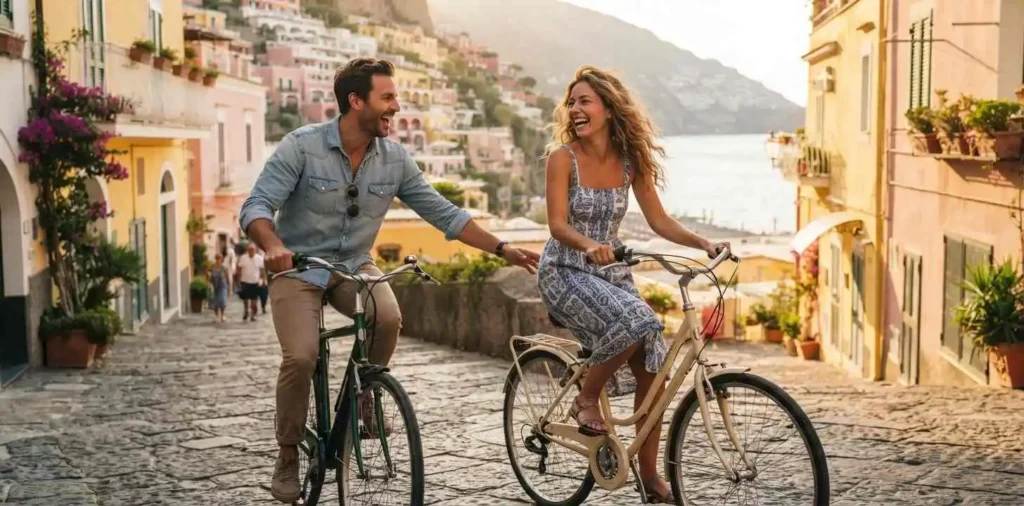 Couple enjoying a romantic September vacation