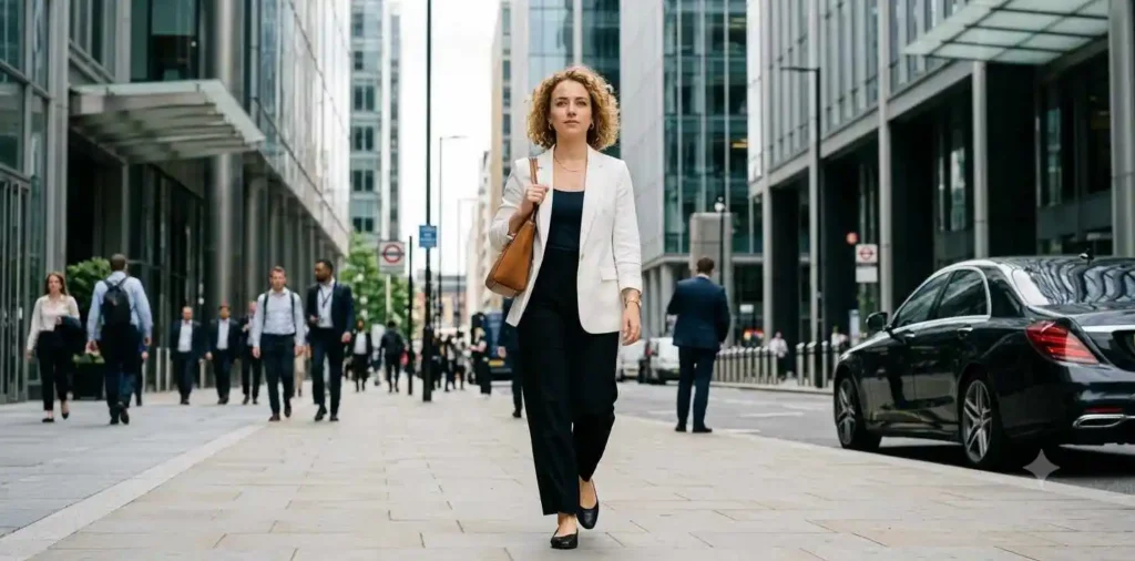 Confident woman walking forward after betrayal