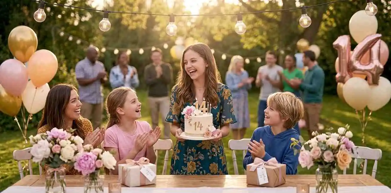 Teen girl celebrating her 14th birthday