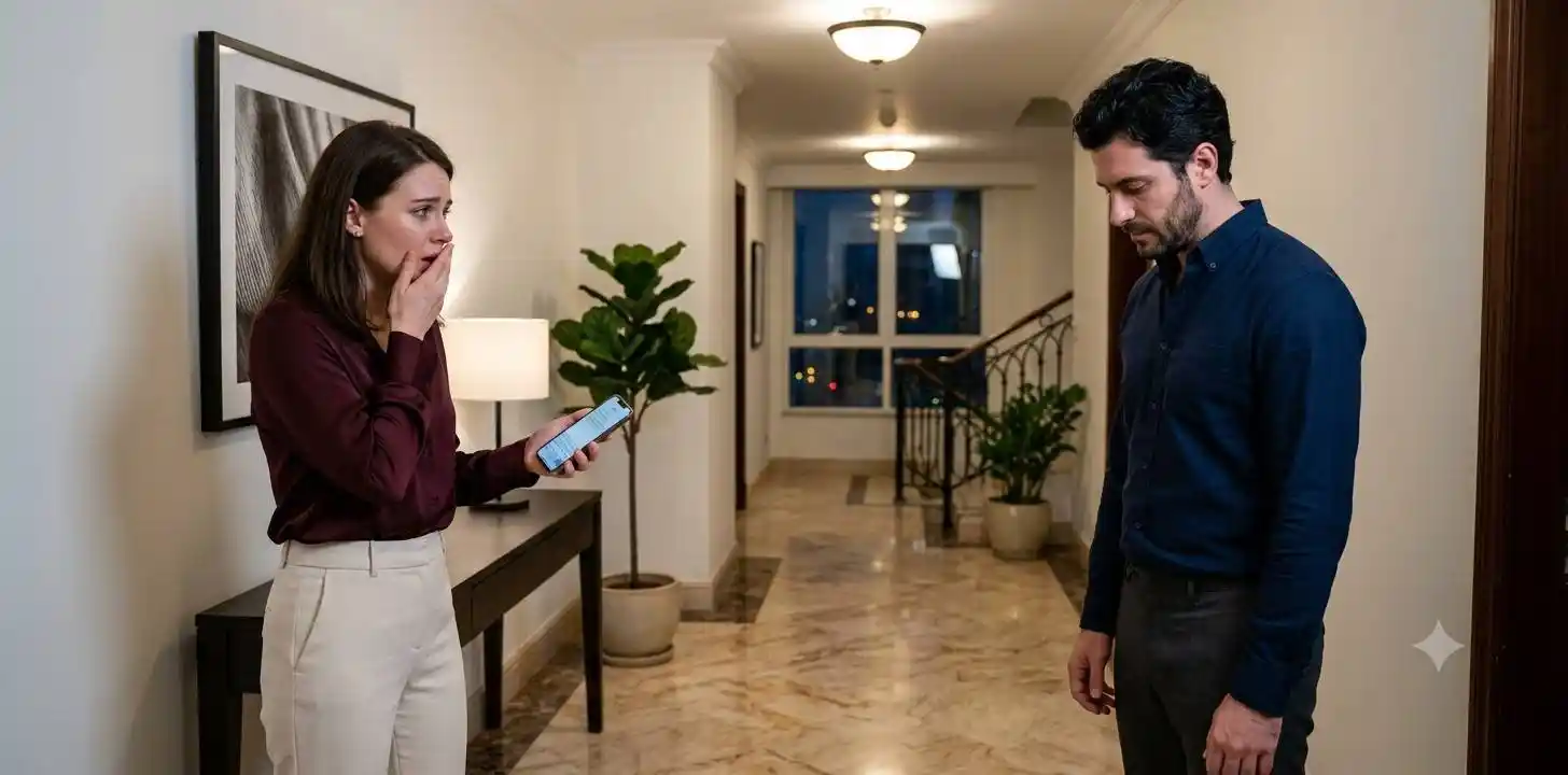 Woman confronting painful betrayal