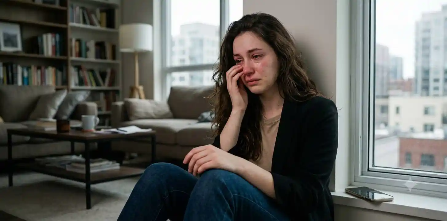 Woman reflecting after an emotional breakup