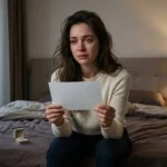 Heartbroken woman sitting alone with painful memories