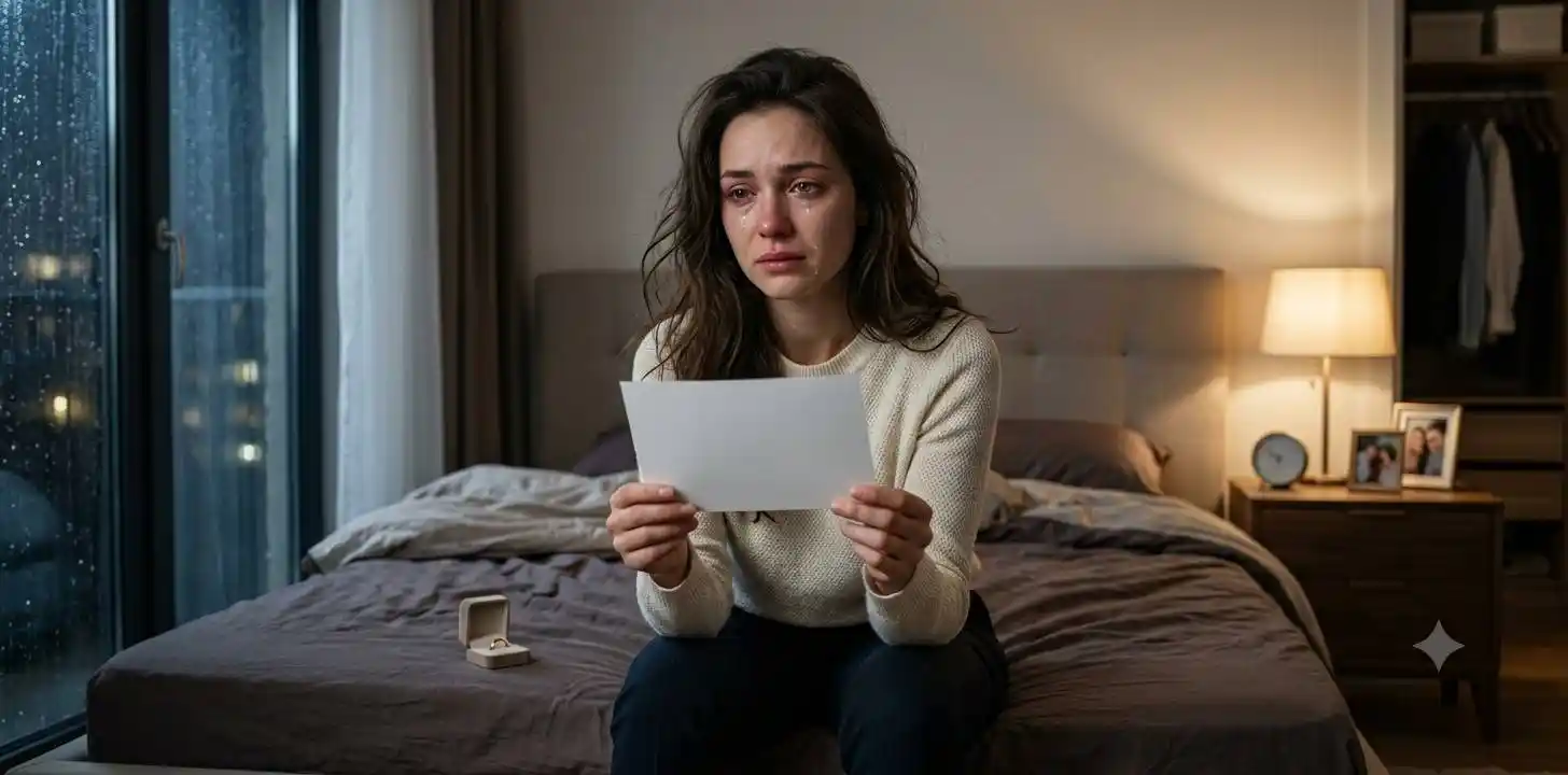 Heartbroken woman sitting alone with painful memories