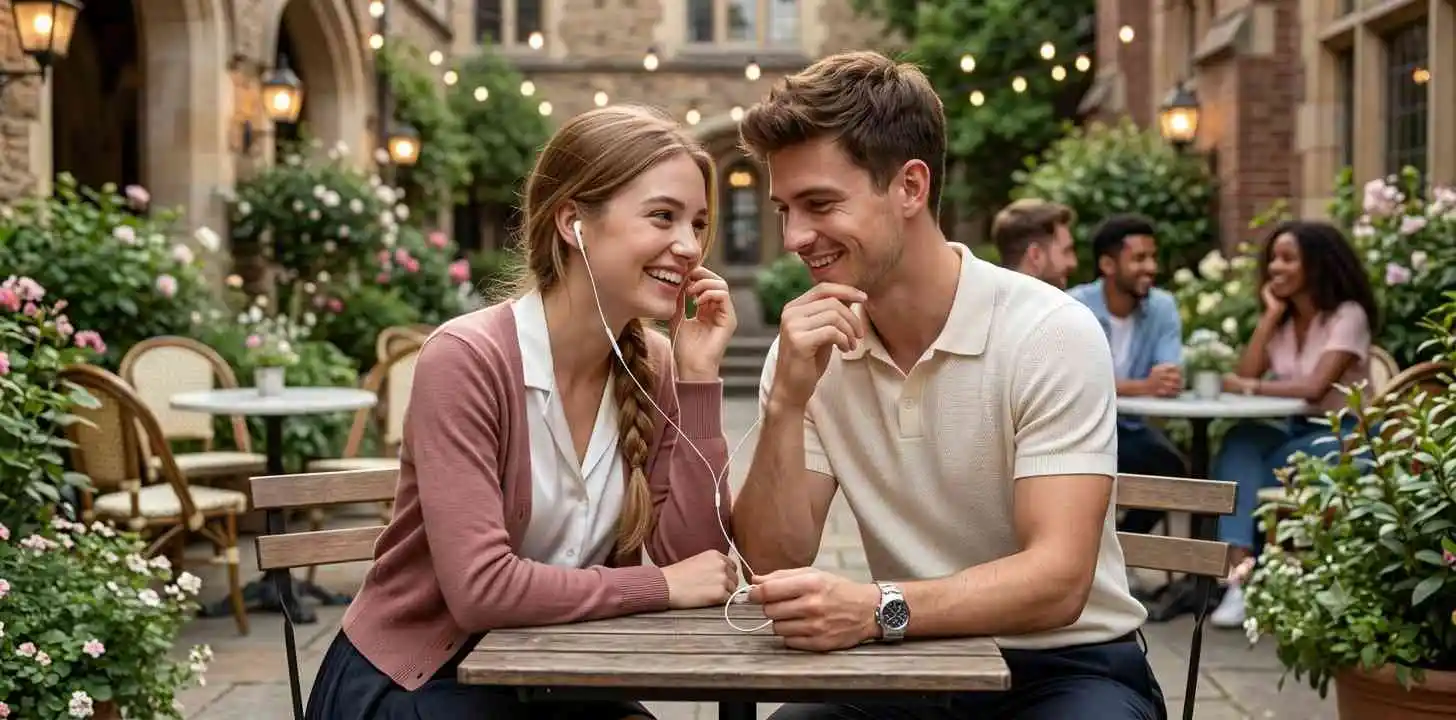 Young couple sharing a sweet first love moment