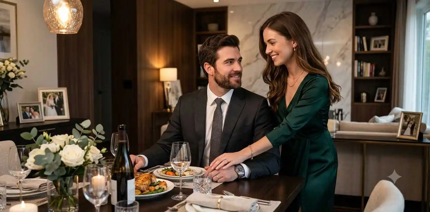 Wife appreciating her husband during quiet evening