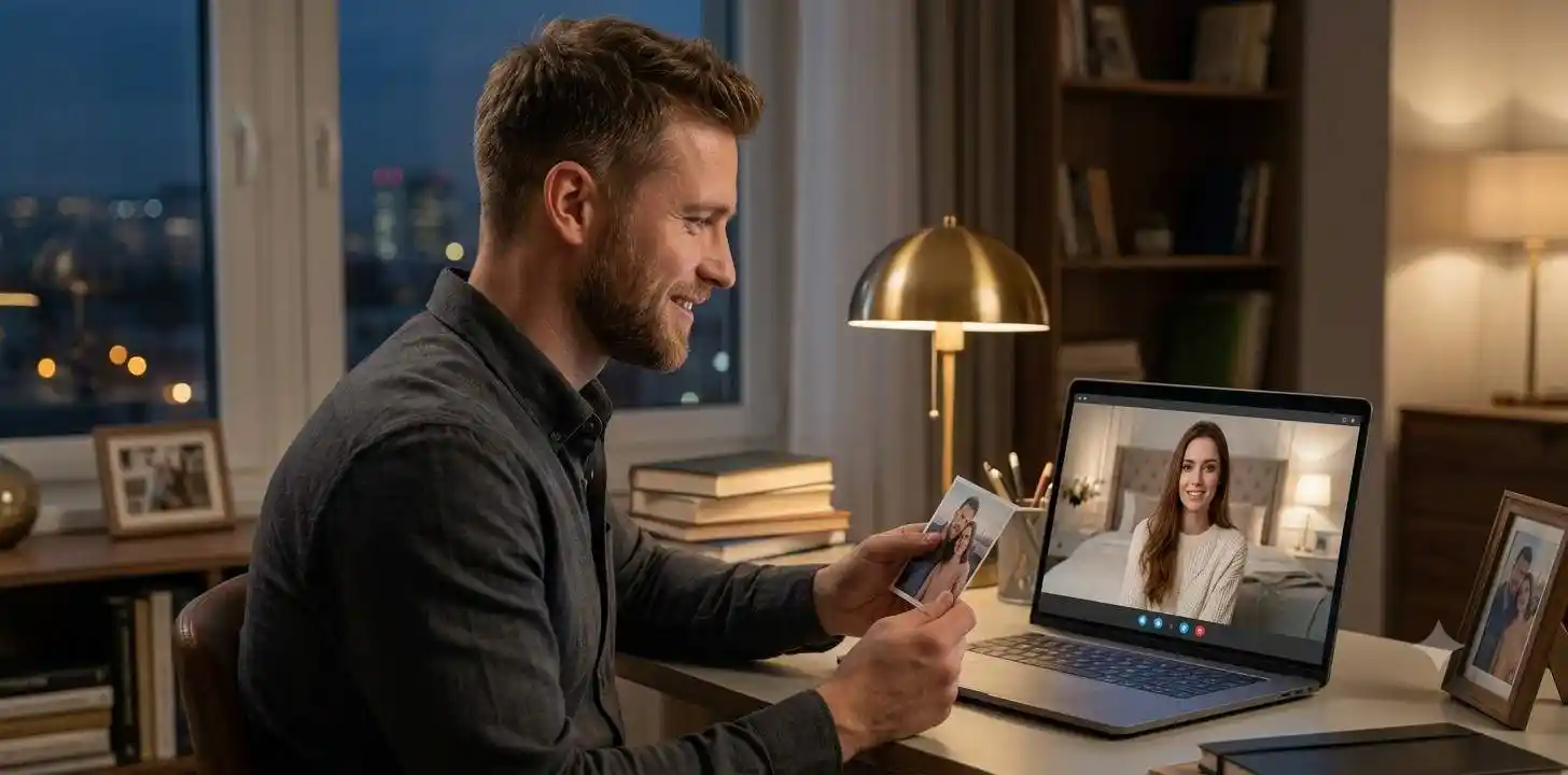 Couple connecting emotionally across long distance