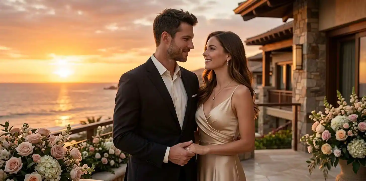 Couple sharing a romantic forever love moment