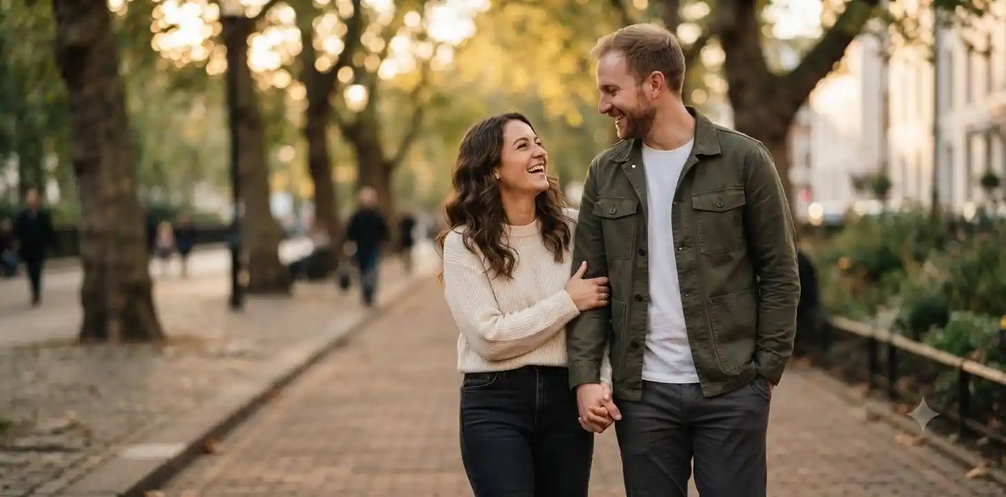 Couple sharing a romantic sunset moment