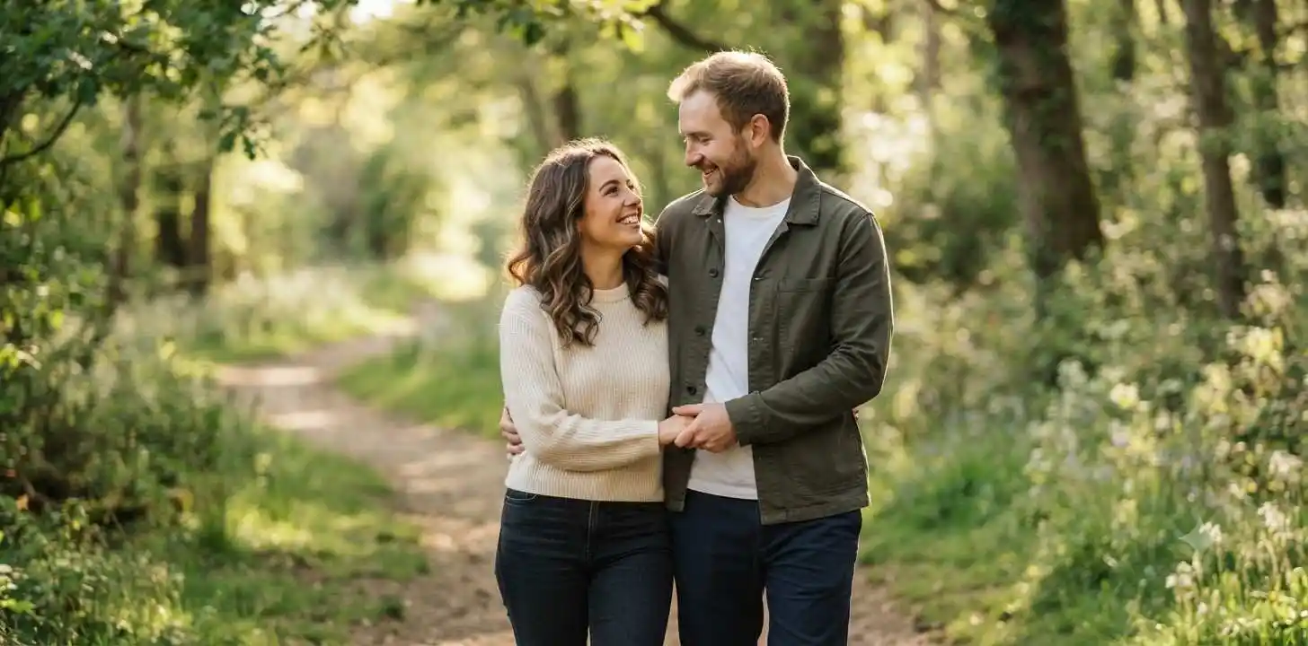 Couple sharing a romantic moment outdoors