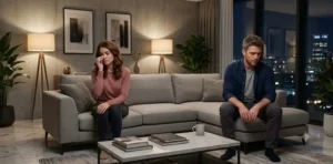 Couple sitting apart after an emotional argument