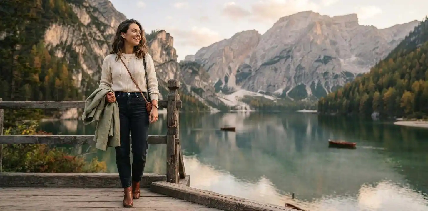 Young woman enjoying a scenic September getaway
