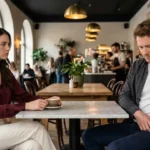 Woman noticing dishonesty during a conversation