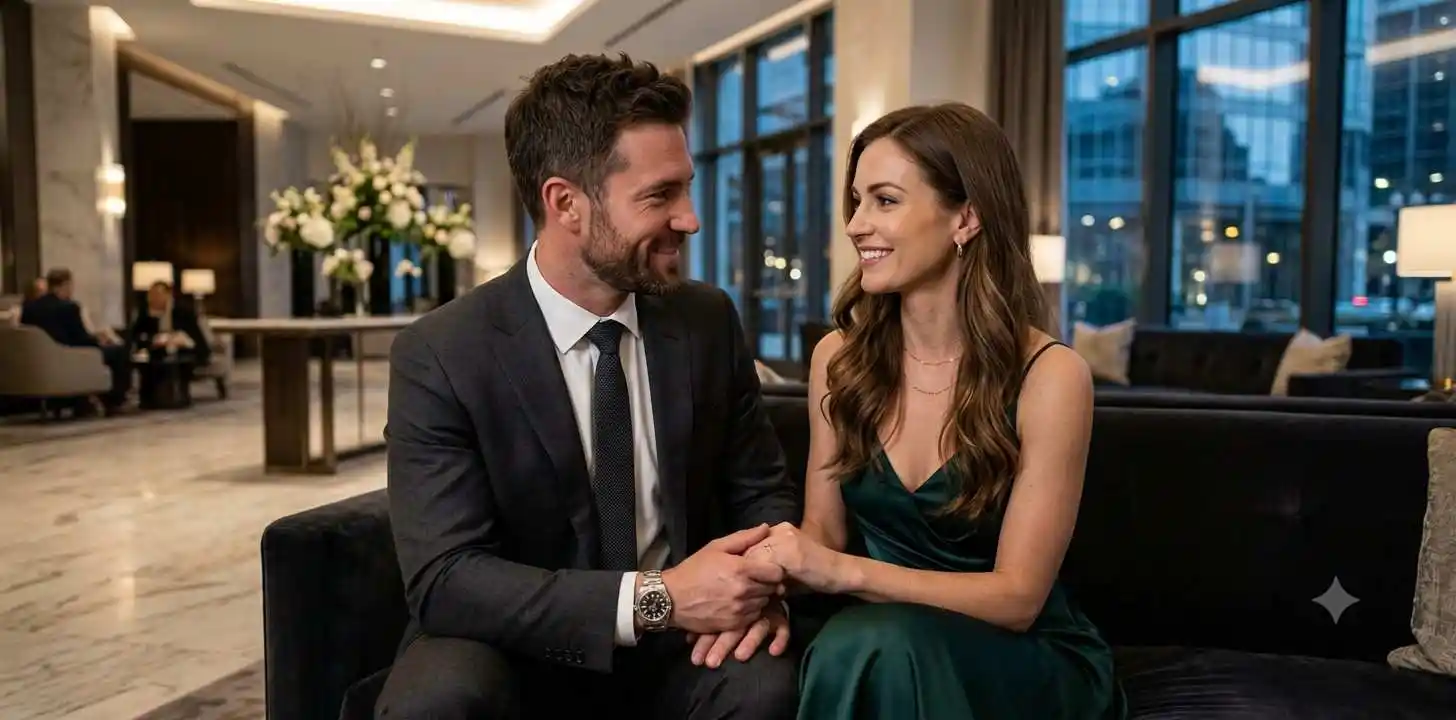 Husband appreciating his wife during a luxury evening